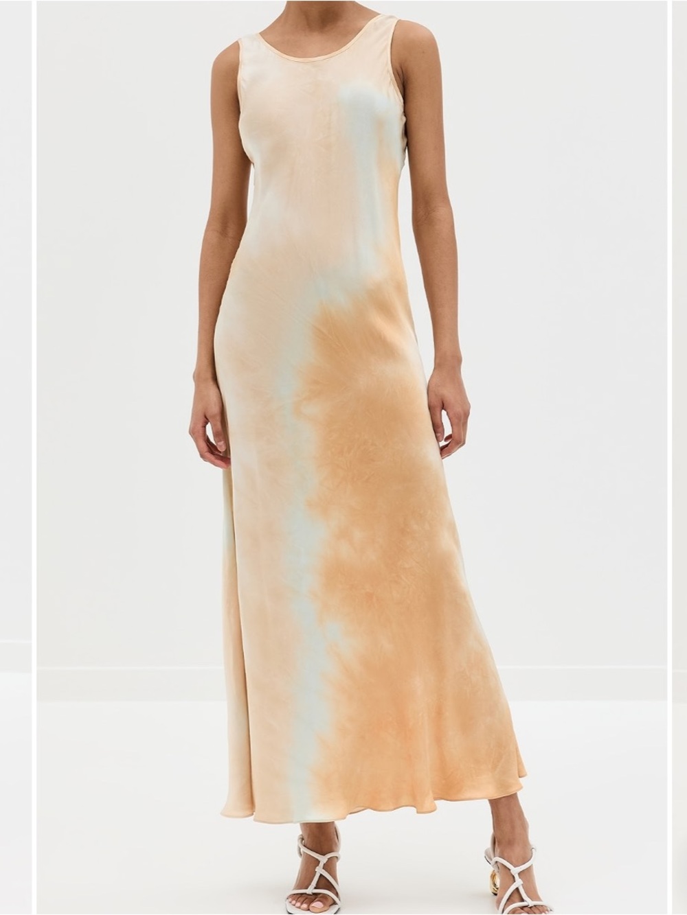 A.L.C. Amana Sleeveless Ice-Dye Slip Maxi Dress in Peach, Pale Blue & Beige